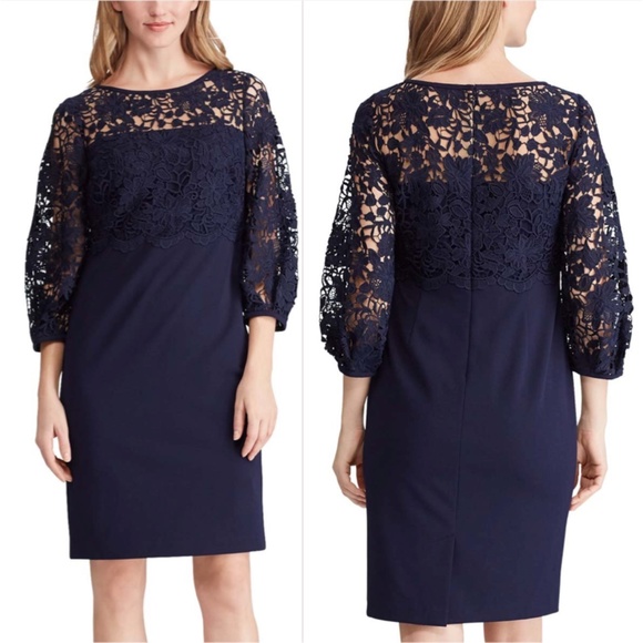 ralph lauren lace trim dress